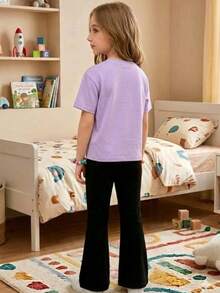 Conjunto playera y pantalón con estampados - Lila - Ver 2