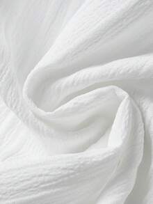 SHEIN 加大码白色花卉刺绣饰边V领短袖上衣和短裤两件套，女士夏季白色短裤套装，女士两件套波西米亚风短裤套装 - 白色 - 查看 4