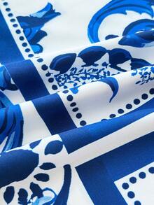 Travachic Đầm ngắn nữ thanh lịch, thoải mái hàng ngày - Xanh và trắng - Xem 5