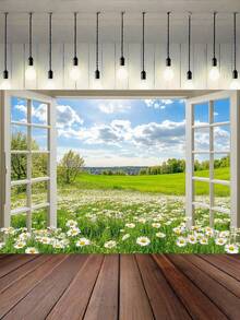 1 buah Latar Belakang Datar 2D dengan Motif Ladang Bunga Daisy dan Rumput Hijau, Dekorasi Latar Belakang Gaya Pastoral, Cocok untuk Fotografi Potret, Pengaturan Acara, Latar Belakang Siaran Langsung, Dekorasi Rumah, Musim Kembali ke Sekolah, Hari Ibu - warna-warni - View 5