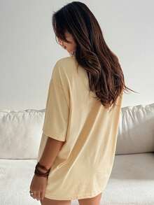 DAZY Women's Summer Round Neck Loose Pullover Printed Casual T-Shirt Graphic Tees Women - Pale Yellow - View 4