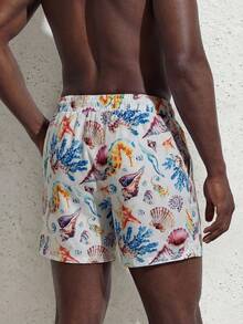 Manfinity Swimmode Men's Drawstring Waist All-Over Print Casual Beach Shorts - Multicolor - View 2