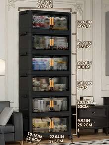 1 Piece Of 40cm/15"-60cm/23" Wide Plastic Storage Cabinet, Foldable Storage Box, Kitchen And Dining Room Tableware Storage Cabinet, Kitchen Shelf Storage Rack, Household Living Room Toy Cabinet Storage Rack, Crevice Cabinet Organizer, Kitchen Crevice Storage Cabinet, Christmas Gifts, Storage Box, Under-Bed Storage - Black Transparent - View 4