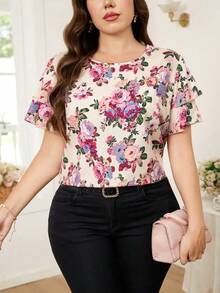 Reflora 大码优雅印花衬衫，通勤必备。 - 彩色 - 查看 8