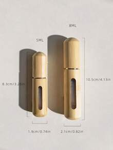 1pc 5ml + 1pc 8ml Perfume Atomizer Bottle Set, High-End Bamboo Shell Bottom Refillable Spray Bottle, Empty Travel Size Perfume Container With Leak-Proof Design, Portable Small Empty Bottle For Fragrance, Mini Perfume, Spray Bottle For Hair - Khaki - View 3
