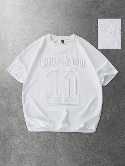 ROMWE MEN Áo thun nam tay ngắn in họa tiết, thích hợp cho mùa xuân và mùa hè.