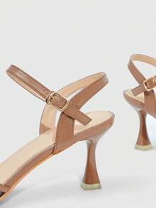 CUCCOO SZL 女士豹纹网眼露趾踝带凉鞋，时尚、优雅、舒适又性感，春夏款 - 咖啡棕 - 查看 9