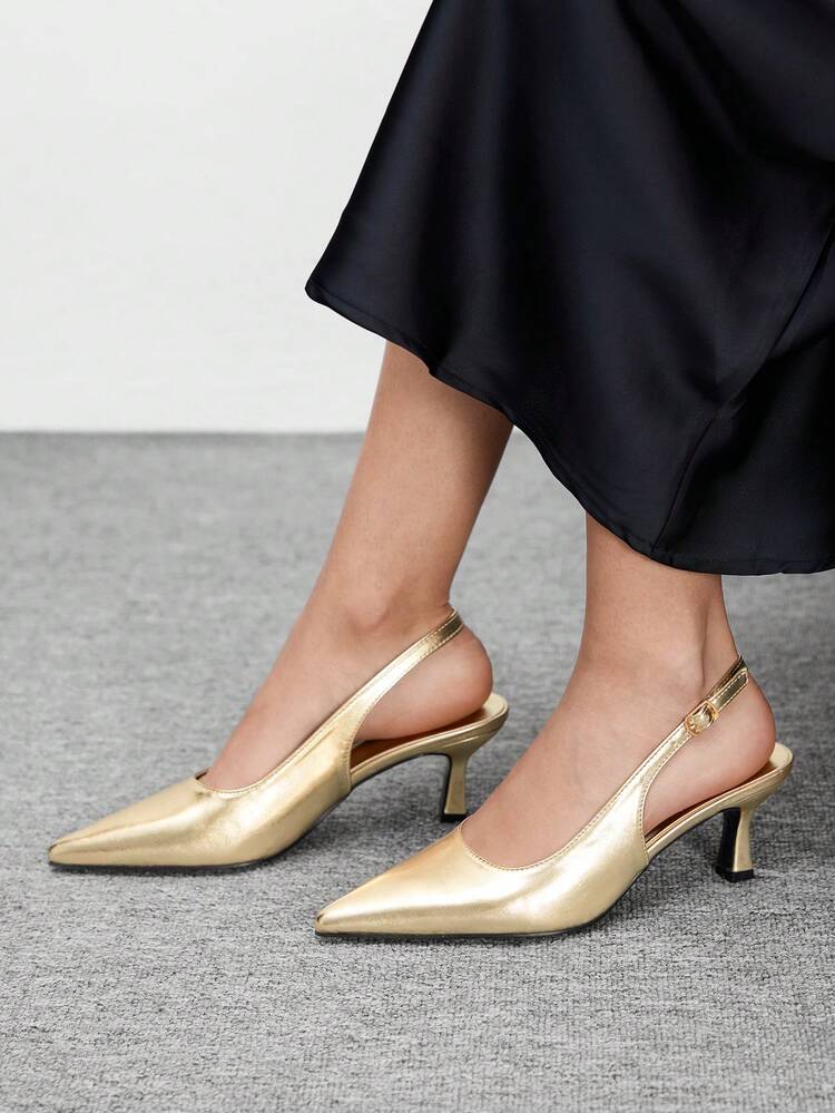 CUCCOO BIZCHIC Women's Elegant Sexy Gold Pointed Toe High Heel Pumps For Christmas Spring Shoes