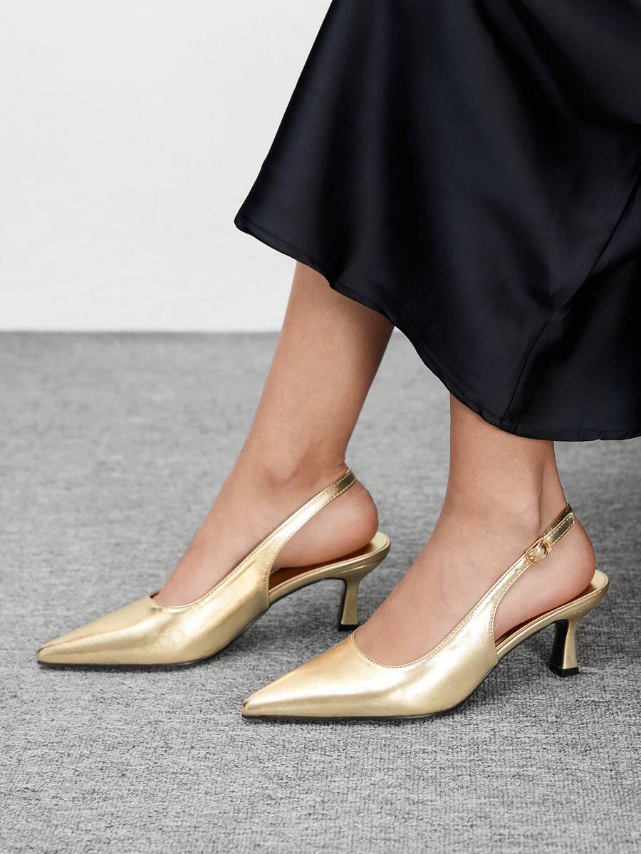 CUCCOO BIZCHIC Women's Elegant Sexy Gold Pointed Toe High Heel Pumps For Christmas Spring Shoes - Gold - View 1