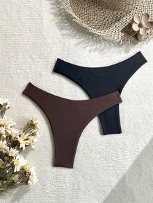 Swim SXY 女士黑色和棕色性感沙滩比基尼泳裤，适合夏季度假 - 彩色 - 查看 2