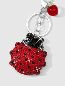 ROMWE Anime 1. 创意、简约、百搭，可爱、明亮、充满童趣，田园诗般的树脂亚克力材质，苹果红软陶水钻镶嵌满钻，亮黑色卡通软萌大眼瓢虫DIY钥匙扣、包包挂件，适合姐妹、女友、女孩、女士和朋友日常佩戴，节日礼物 - 紅色 - 查看 9