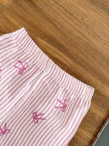 Bộ áo sơ mi dài tay kẻ sọc cài cúc và quần cho bé sơ sinh - Màu Hồng baby - Xem 6