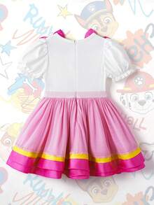 SHEIN | PAW Patrol Vestido con estampado de dibujos animados para niñas jóvenes - Rosa - Ver 3