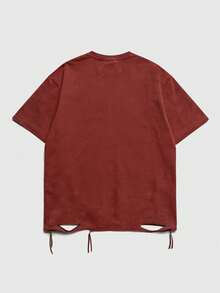 ROMWE MEN Unisex Casual Fashion Short Sleeve T-Shirt - Red - View 2