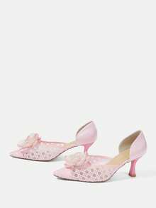 CUCCOO HITCHD Fashionable & Elegant 3D Floral Decor Women Pumps - Pink - View 3