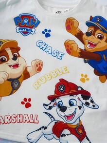 SHEIN | PAW Patrol 男童休闲卡通印花短袖T恤，夏季 - 白色 - 查看 7