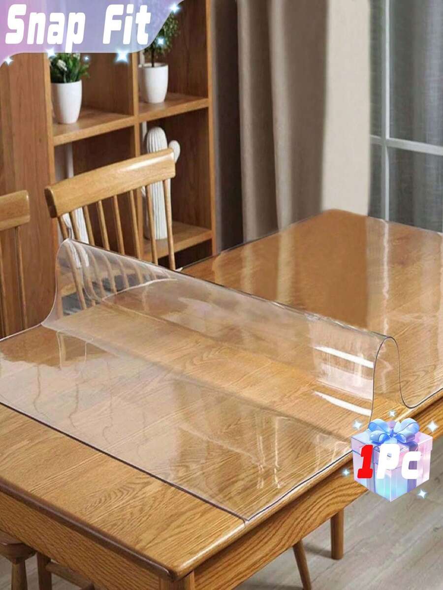Tấm lót bàn PVC trong suốt hình chữ nhật, màng bảo vệ bề mặt bàn, chịu nhiệt, chống thấm nước, chống trầy xước, dày 0.3mm, thích hợp làm tấm lót bàn tại nhà, khách sạn, bàn cà phê. - trắng - Xem 1