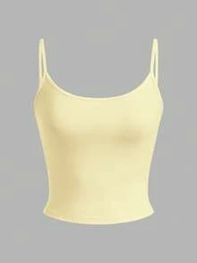 SHEIN EZwear 4件套女士紧身露脐休闲背心，粉色、蓝色、黄色、白色，适合夏季穿着 - 彩色 - 查看 5