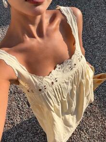 Livesso 女士优雅派对假日复活节无袖宽松棉质中长连衣裙，适合夏季度假 - 米色 - 查看 6