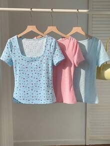 Comfortcana Bộ 3 áo thun ngắn tay cổ tròn màu nâu cà phê và trắng dành cho nữ. - Nhiều màu - Xem 5