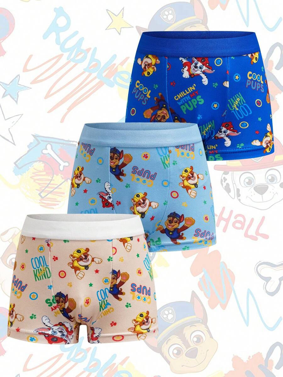 SHEIN | PAW Patrol 卡通印花可爱舒适男童三角裤 - 藍色 - 查看 1