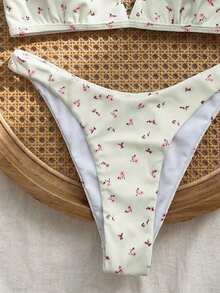 Swim Mod Cute Ditsy Floral Beach Casual Bikini Set, Spring/Summer - Multicolor - View 5