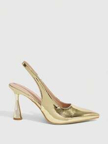 CUCCOO SZL Pointed Toe Thin Heel Strap Gold Sexy Women's High Heel Pumps For Christmas Spring Shoes - Gold - View 5