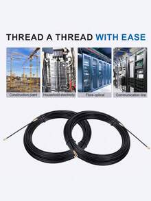 3毫米电缆拉拔器，黑色玻璃纤维尼龙壁穿线装置，电缆导向及拉拔辅助工具，30/35/40米 - 黑色 - 查看 2