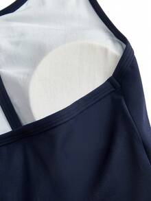 Cheerettes Vestido deportivo de mujer con espalda de tirantes de contraste y shorts - Azul - Ver 9
