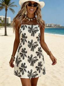 Balvessa Vacation Casual Spaghetti Strap Women Short Dress - Multicolor - View 4