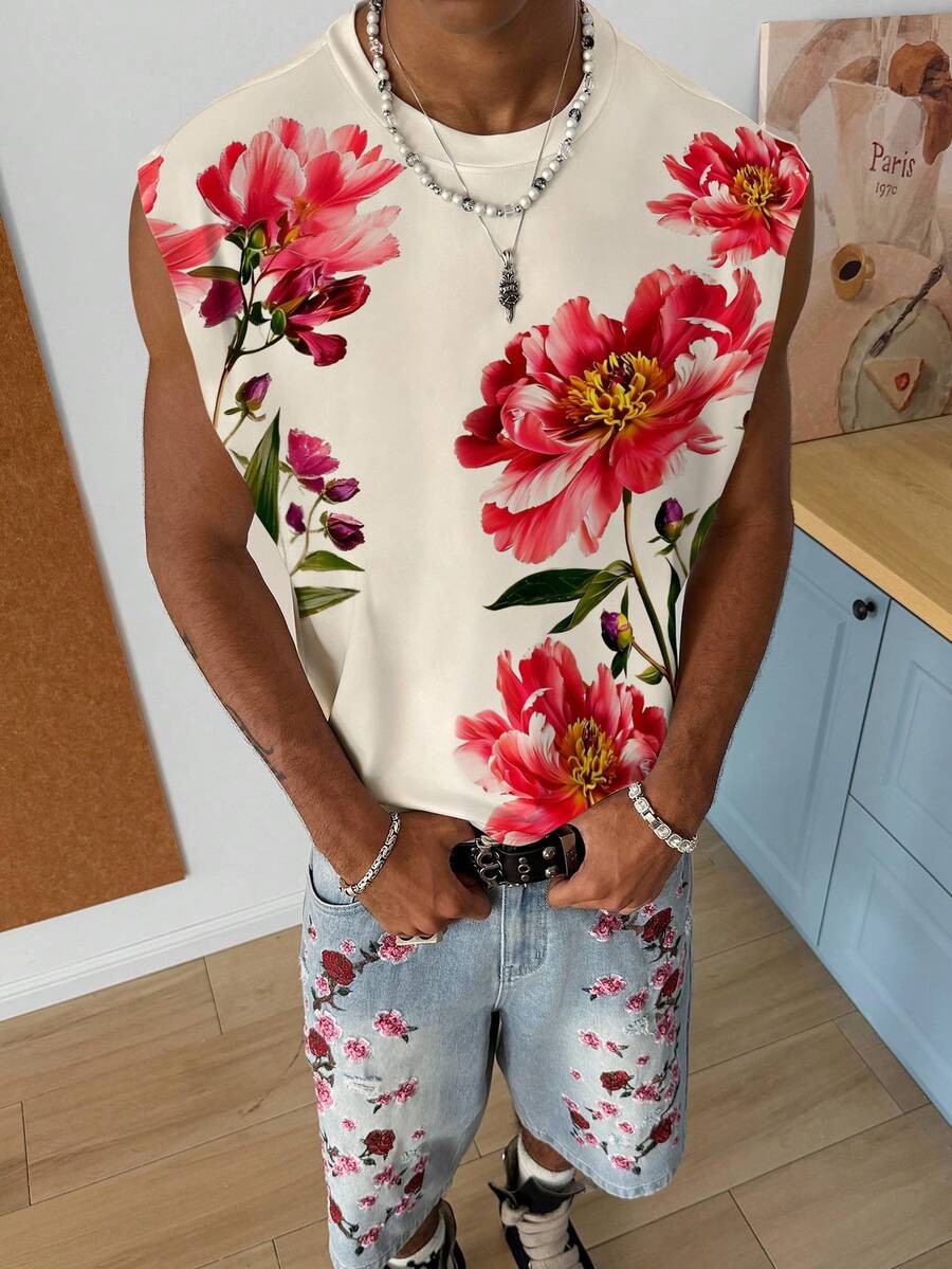 STEELVANCE 男士印花圆领休闲百搭日常上衣 - 彩色 - 查看 1