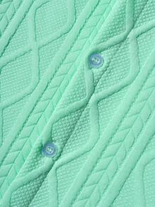 Manfinity Homme Herrset med geometrisk texturerad kortärmad skjorta och shorts i 2 delar, casual stil - Mint Grön - Visa 5