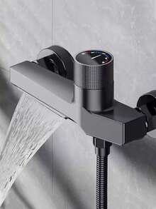 现代壁挂式瀑布浴缸龙头，三孔隐藏式阀门，内置水箱，经久耐用，易于清洁，适用于浴缸、淋浴和浴室洗手盆。 - 彩色 - 查看 1