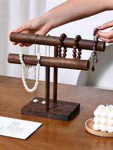 1PC 2 Tier For Necklaces Bracelets Pendants Walnut Wood Multifunctional Vintage Jewelry Display Stand For Home Dressing Table Store Display Great Gift Idea Jewelry Organizer Holder Rack - Multicolor - View 8