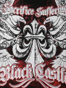 ROMWE MEN Goth 男士印花短袖T恤，宽松版型 - 黑色 - 查看 2