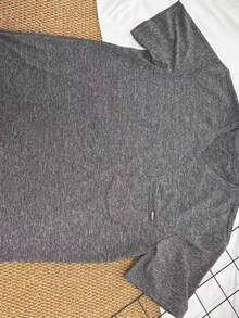Manfinity Dauomo Áo thun nam tay ngắn, chất liệu cotton nhiều màu sắc, thiết kế có túi, kiểu dáng thường ngày. - Xám - Xem 4