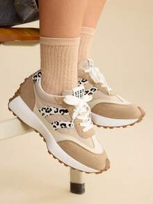Women's Stylish Black Sneakers - Fashionable & Comfortable Daily Casual Shoes - Beige - View 11