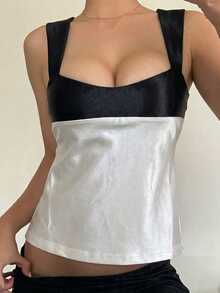 CovetEZ 女款休閒對比色背心上衣，女款夏季，女款休閒穿搭，夏季上衣 - 彩色 - 查看 4