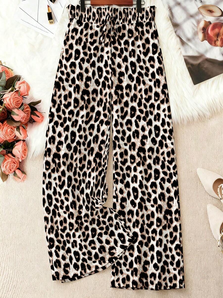 EMERY ROSE Women's Fashionable Leopard Print Long Pants, Plus Size - Multicolor - View 1