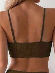 Swim Lushoire Bộ đồ bơi tankini 2 mảnh dành cho nữ, kiểu dáng chữ U, khóa cài trang trí, khoét rỗng, dây mảnh, thích hợp cho mùa hè. - màu nâu - Xem 4