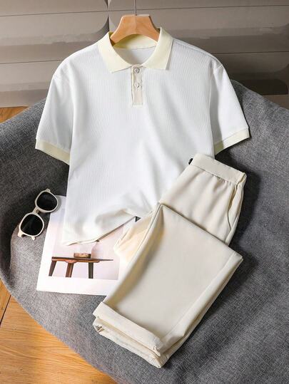 Bộ đồ lịch lãm 2 món dành cho thiếu niên nam, áo polo tay ngắn + quần dài, trang phục trang trọng, lịch sự cho tiệc sinh nhật, đám cưới, kỷ niệm, lễ tốt nghiệp.
