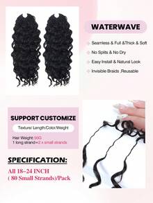 Tóc giả móc sợi Boho Braids làm từ 100% tóc thật Remy, kiểu sóng nước, màu đen tự nhiên, kiểu tóc nối móc sợi Feather Line, không thắt nút, đã được tách sẵn, dài 18-24 inch, 50g. - SNatural - Xem 7
