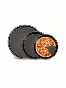 3pcs Non-Stick Pizza Baking Tray Set - Rust-Resistant, Dishwasher - Suitable For Home Baking And Restaurant Use - Perfect For Baking Pizza, Pies And Various Baked Goods - An Ideal Gift For Food Lovers And Chefs - Multicolor - View 1