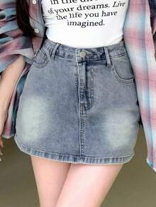 Dazy Tall 女款高腰短款優雅休閒牛仔短褲 Jorts 夏季，適合高個女性 - 中等水洗藍 - 查看 8