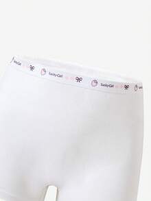 4pcs/Set Girls' Cotton Solid Color Minimalist Camisole & Boyshort Underwear Set - White - View 5
