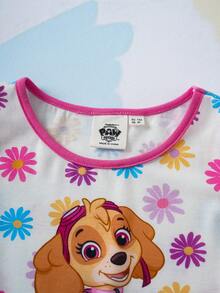 SHEIN | PAW Patrol 女童雏菊印花荷叶边无袖连衣裙 - 粉色 - 查看 7