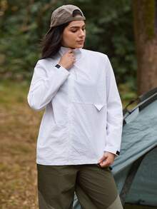 In My Nature Women's Long Sleeve Zipper Front Casual Jacket - White - View 3