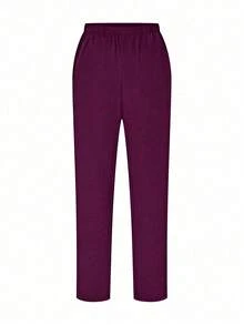 TaskEZ Scrubs Set: V-Neck Short Sleeve Top & Pants Scrub Uniform For Healthcare Workers - Red Violet - View 8
