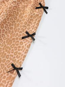 SHEIN Young Girls Spring/Summer New High Waist Leopard Print Casual Pants, Fashionable & Versatile - Multicolor - View 4