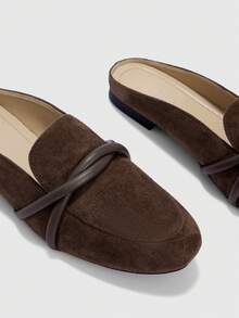 CUCCOO BIZCHIC Women Shoes Burgundy Suede Round Toe Flat Bottom Daily Versatile Commuter Closed Toe - Coffee Brown - View 3